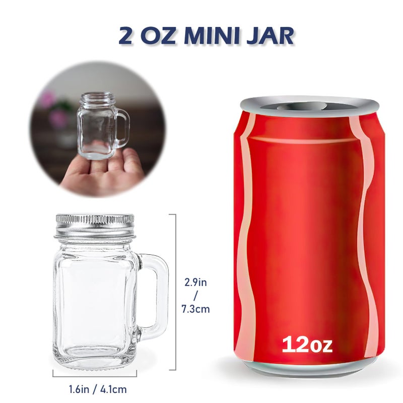 Kingrol 16 Pack 2 oz Mini Mason Jar Shot Glasses with Lids, Glass Favor Jars for Drink, Dessert, Candle, Craft - Image 2